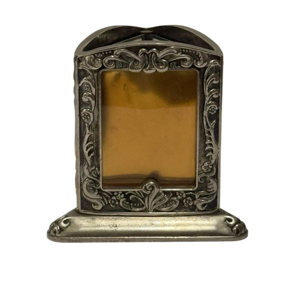 Vintage Godinger 1991 Silver Plated Triangular 3 Photo Frame Pen Flower Holder